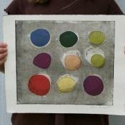 Circles in Color - an original etching with chine colle & thread